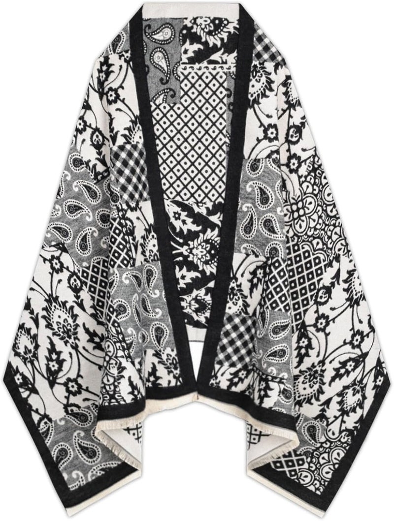 EXTREE Scarfs for Women Pashmina Silky Shawl Wrap for Evening Dressing Blanket Open Front Poncho Cape - Image 1